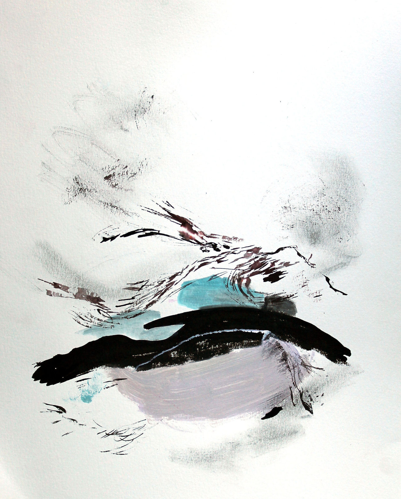 Against the Wind, Mixed media on Arches watercolor paper, 11 × 14 in — work by Michele Zuzalek