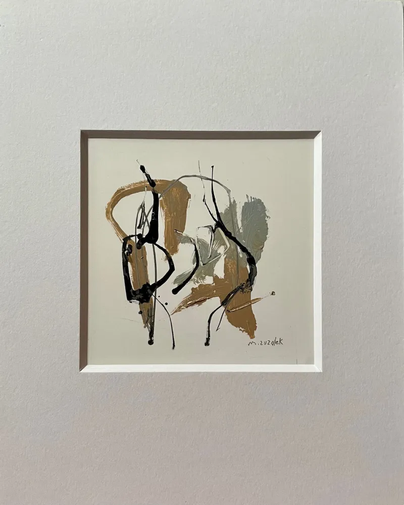 All That Jazz, 4.5 × 4.5 in mixed media on board; Fits into a standard 8 × 10 in frame — work by Michele Zuzalek