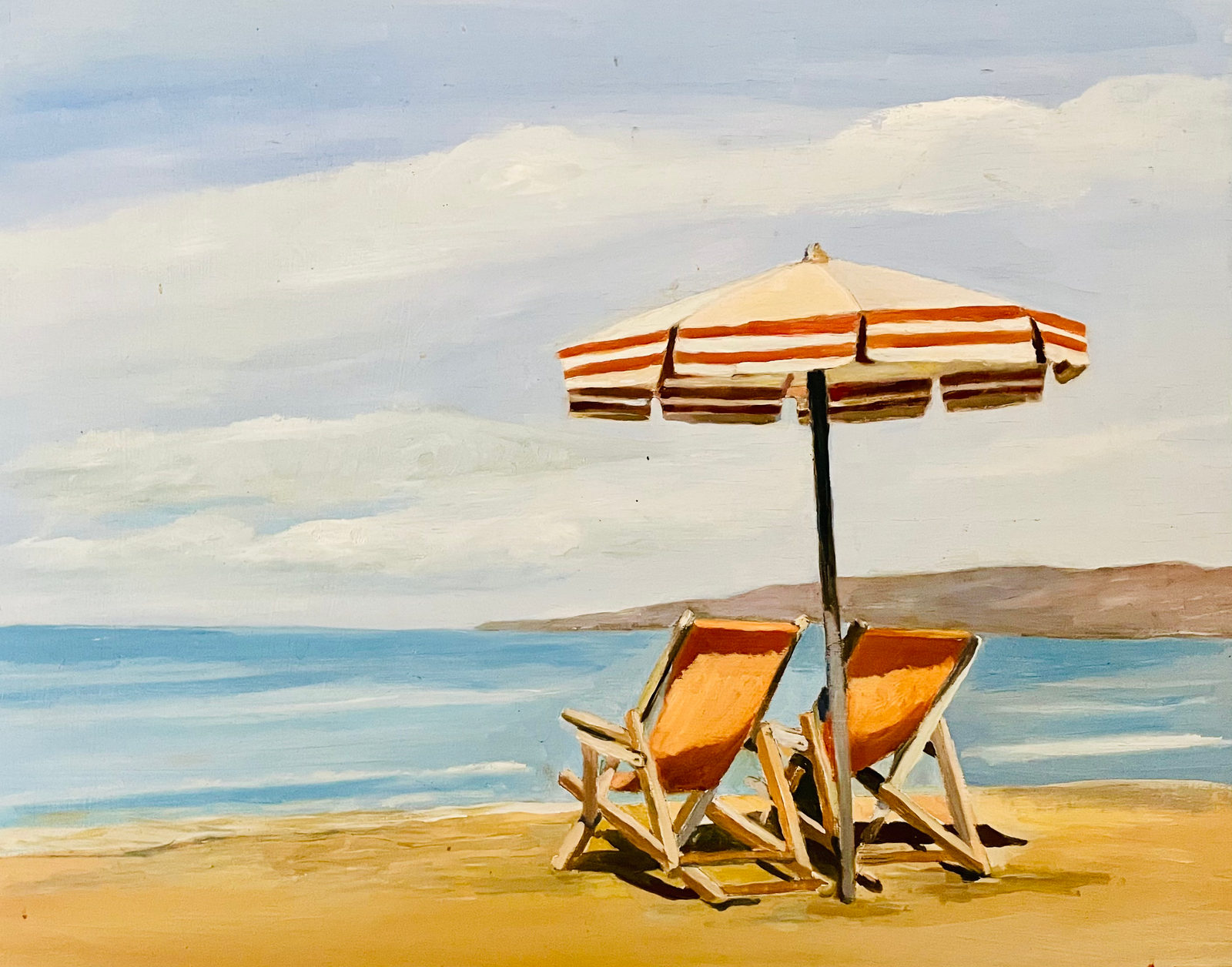 Beach Day, Oil on panel, 12 × 12 in — painting by Michele Zuzalek