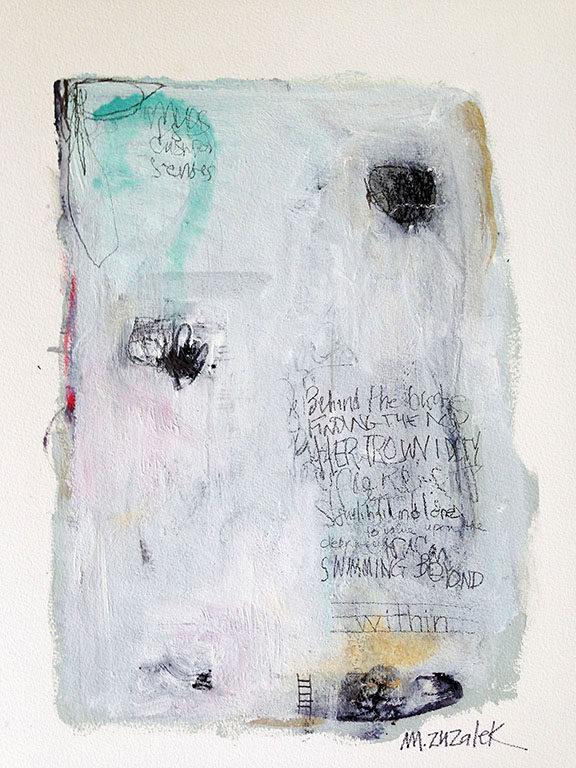 Between the Lines, Mixed media, 16 × 20 in — painting by Michele Zuzalek