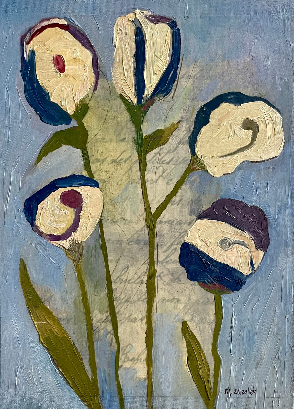 Études Botaniques 6, Oil on canvas panel, 9 × 12 in — work by Michele Zuzalek