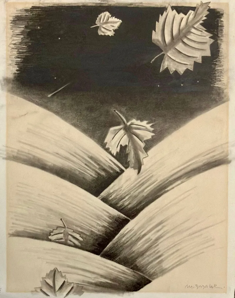 The Turning, Graphite on paper, 12 × 15.5 in — work by Michele Zuzalek