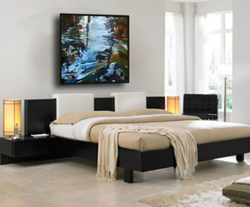 A Michele Zuzalek painting shown in a furnished room