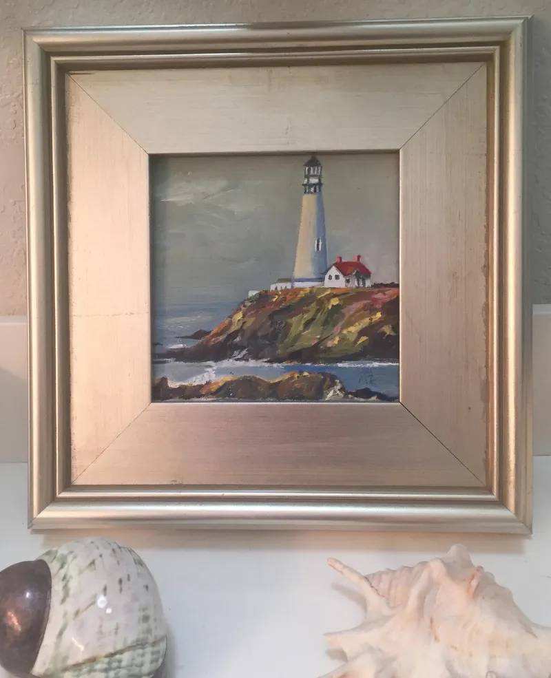 A Michele Zuzalek painting shown in a furnished room
