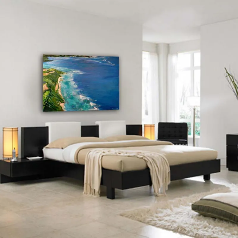 A Michele Zuzalek painting shown in a furnished room
