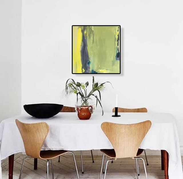 A Michele Zuzalek painting shown in a furnished room