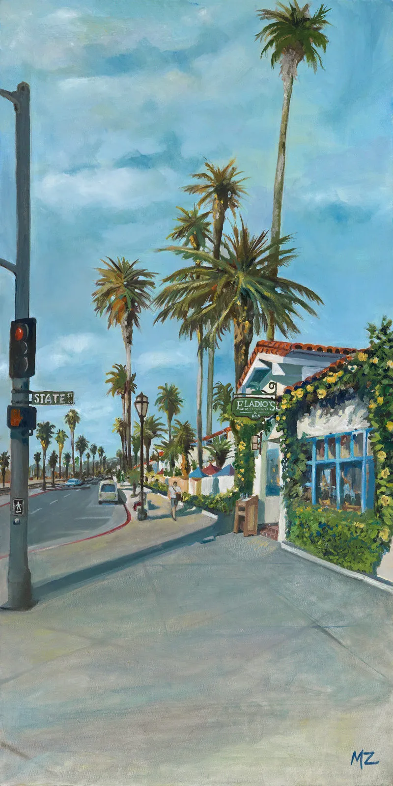 State and Cabrillo Santa Barbara — painting by Michele Zuzalek