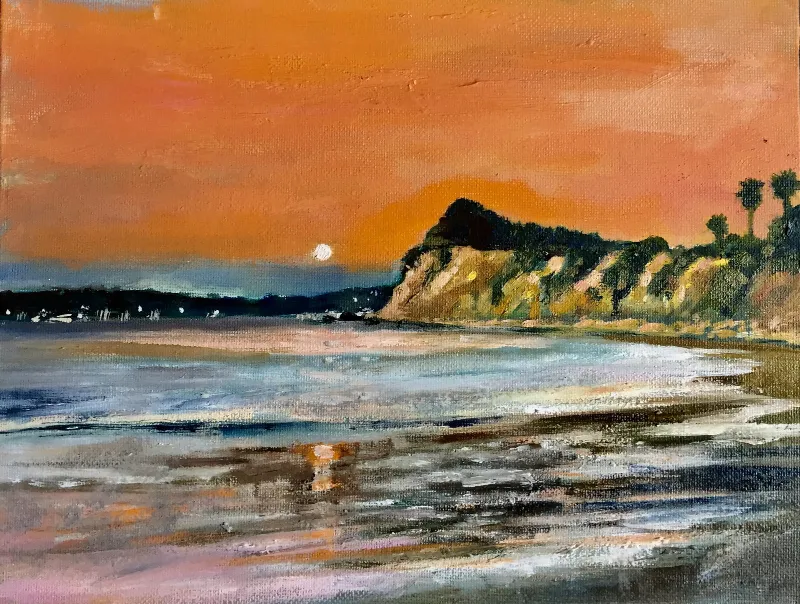 Sunset at Butterfly Beach — painting by Michele Zuzalek