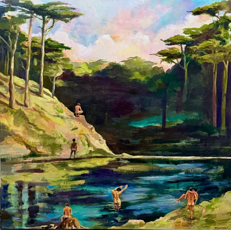 The Boys at the River — painting by Michele Zuzalek