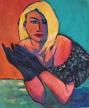 Woman With Black Gloves — work by Michele Zuzalek
